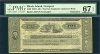 미국 1830-1840년대 로드아일랜드주 뉴포트 100달러 PMG 67 EPQ 슈퍼완전미사용
