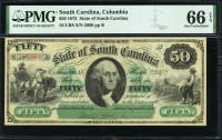 미국 1872년 South Carolina, Columbia 50달러 PMG 66 EPQ 완전미사용