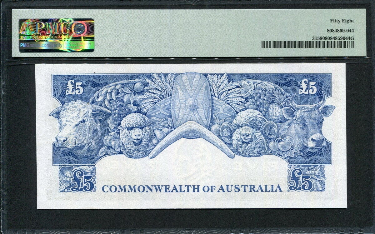 호주 Australia 1960-1965, 5 Pounds, P35, PMG 58 준미사용