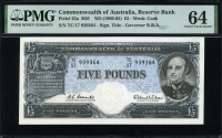 호주 Australia 1960-1965, 5 Pounds, P35, PMG 64 미사용