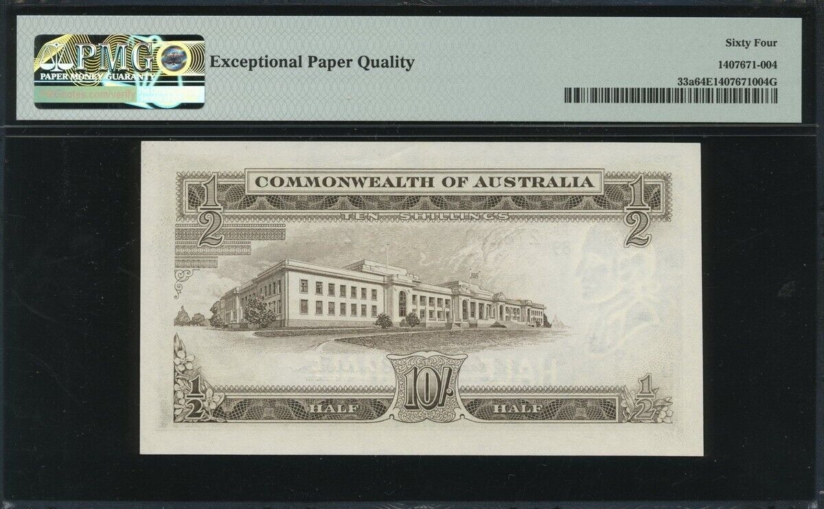 호주 Australia 1961-1965, 10 Shillings, P33a, PMG 64 EPQ 미사용