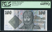 호주 Australia 1985, 100 Dollars, P48b, PCGS 64 PPQ 미사용