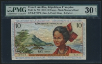 프랑스령 안틸레스 French Antilles 1964, 10 Nouveaux Francs,P8a,Signature 1,PMG 30 EPQ VF