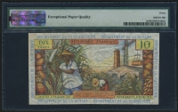 프랑스령 안틸레스 French Antilles 1964, 10 Nouveaux Francs,P8a,Signature 1,PMG 30 EPQ VF