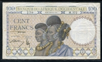 프랑스령 서아프리카 French West Africa 1936-1941, 100 Francs, P23, 보품+