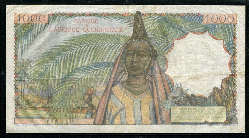 프랑스령 서아프리카 French West Africa 1948-1954, 1000 Francs, P42, 미품