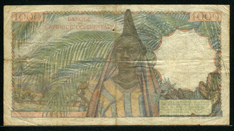 프랑스령 서아프리카 French West Africa 1948-1954, 1000 Francs, P42, 보품