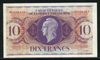 과들루프 Guadeloupe 1944, 10 Francs, P27, 미품