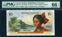 프랑스령 안틸레스 French Antilles 1964, 10 Francs, P8b, PMG 66 EPQ 완전미사용