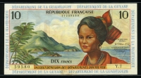 프랑스령 안틸레스 French Antilles 1964, 10 Francs, P8b, Signature 2, 미사용 ( 미세한 변색반점 )