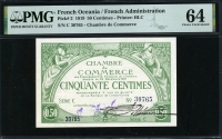 프랑스령 오세아니아 French Oceania 1919, 50 Centimes, P2, PMG 64 미사용