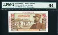 과들루프 Guadeloupe 1947-1949, 20 Francs, P33, PMG 64 미사용