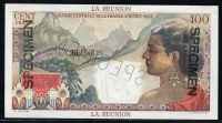 레위니옹 Reunion 1947, Specimen 100 Francs, P45s, 미사용