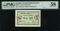 세네갈 Senegal 1917, 0.50 Franc, P1c, PMG 58 준미사용