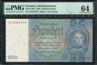 독일 Germany 1935, 100 Reichsmark, P183a, PMG 64 미사용