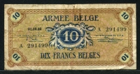 벨기에 Belgium 1946, 독일의 군사 점령 군표 10 Francs, M4, 미품