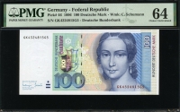 독일 Germany Federal Rep. 1996, 100 Deutsche Mark, P46, PMG 64 미사용