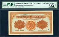 영국 Great Britain  Thomas de la Rue & Company Limited Test Note PMG 65 EPQ 완전미사용 희귀품