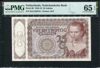 네덜란드 Netherlands 1943-1944, 25 Gulden, P60, PMG 65 EPQ 완전미사용
