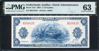 네덜란드령 앤틸리스 Netherlands Antilles 1964, 2 1/2 Gulden, PA1b, PMG 63 미사용 (변색얼룩)