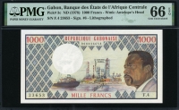 가봉 Gabon 1974 1000 Francs P3b PMG 66 EPQ 완전미사용