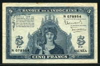 뉴칼레도니아 New Caledonia 1944, 5 Francs, N078954, P48, 미품