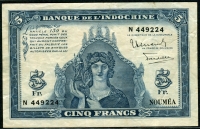 뉴칼레도니아 New Caledonia 1944, 5 Francs, P48, 미품