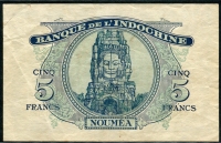 뉴칼레도니아 New Caledonia 1944, 5 Francs, P48, 미품