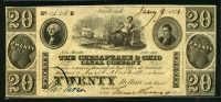 미국 1840년 워싱턴 컬럼비아 Chesapeake & Ohio Canal Company $20달러 극미+