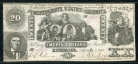 미국 1861년 남북전쟁 남부동맹 20달러, P33, 극미품