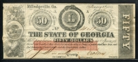미국 1863 조지아주 밀리지빌시 50달러 극미품-준미사용
