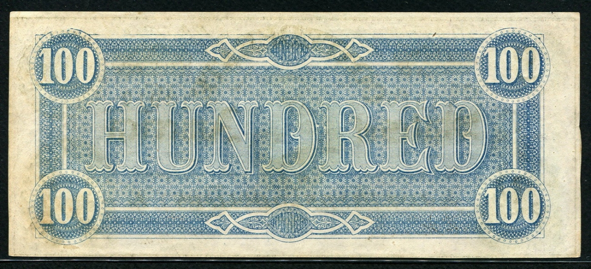 미국 1864 아메리카 남부 연합 100 달러 미사용