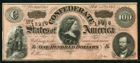 미국 1864 아메리카 남부 연합 100 달러 미사용