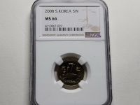 한국은행 2008년 5원 NGC MS 66 완전미사용 ( 민트 세트에서만 발행 )