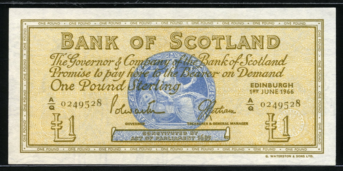 스코틀랜드 Scotland 1966 1 Pound P105a 미사용