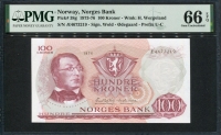 노르웨이 Norway 1973-1976 ( 1974 ) 100 Kroner P38g PMG 66 EPQ 완전미사용