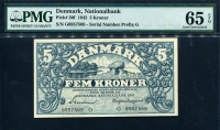 덴마크 Denmark 1942 5 Kroner P30f PMG 65 EPQ 완전미사용