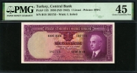 터키 Turkey 1930 ( 1942 ) 1 Lira P135 PMG 45 극미품