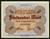 독일 Germany 1922 500 Mark Notgeld Bank note 미사용