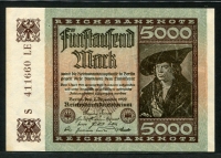독일 Germany 1922 5000 Mark P81c Watermark-Thorns, 미사용