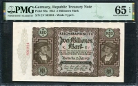 독일 Germany 1923 2 Milliones Mark P89a PMG 65 EPQ 완전미사용