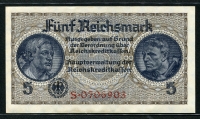 독일 Germany 1940-1945 5 Reichsmark R138a 7 digit serial 미사용