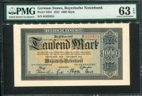 독일 German States 1922 Bayerische NotemBank 1000 Mark S924 PMG 63 EPQ 미사용