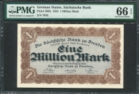 독일 German States 1923 1 Million Mark S962 PMG 66 EPQ 완전미사용