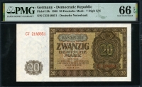 독일 Germany Democratic Republic 1948 20 Deutsche Mark P13b PMG 66 EPQ 완전미사용