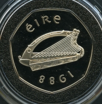 아일랜드 1988 50 PENCE 프루프 ( KM# 26 13.50 g., Copper-Nickel, 30 mm )