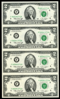 미국 💎 1976년 💎 행운의 2달러 FA 4장 연결권 미사용