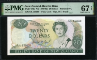뉴질랜드 New Zealand 1989-1992 20 Dollars, P173c PMG 67 EPQ 슈퍼 완전미사용