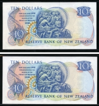 뉴질랜드 New Zealand 1990 10 Dollars P176 쌍둥이번호 2장 미사용