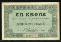 노르웨이 Norway 1917, 1 Krone P13 미사용(변색얼룩)